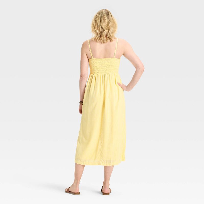 slide 2 of 3, Women's Smocked V-Waist Midi Dress - A New Day™ Yellow Gingham M, 1 ct