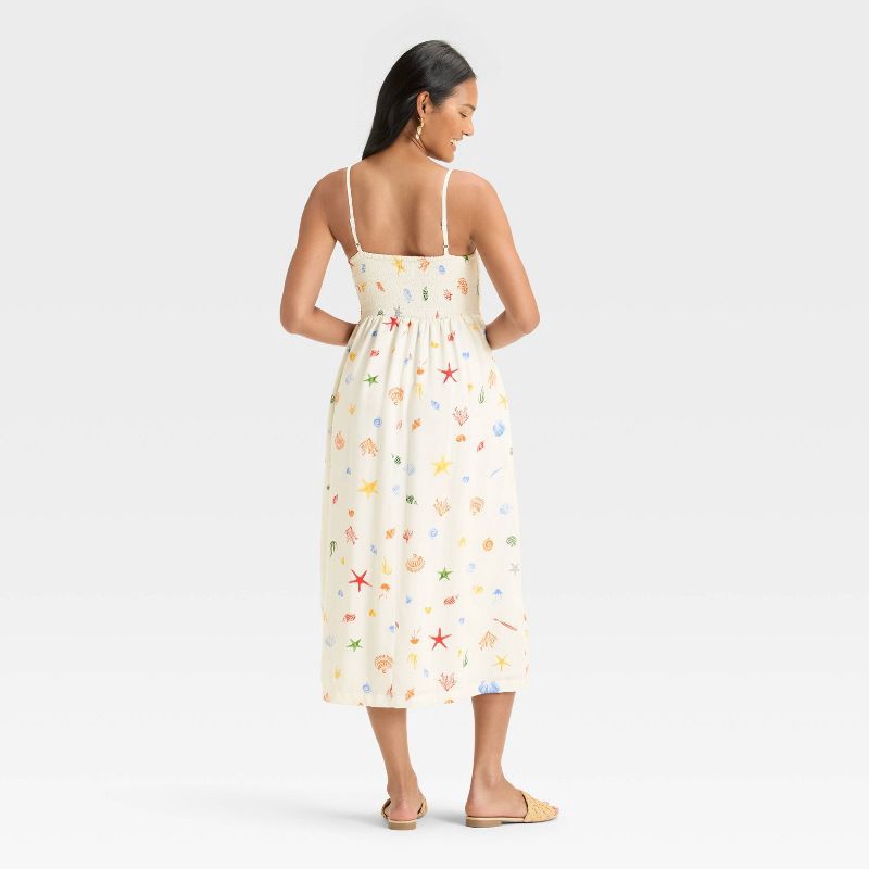 slide 2 of 3, Women's Smocked V-Waist Midi Dress - A New Day™ Cream Seashell XS, 1 ct