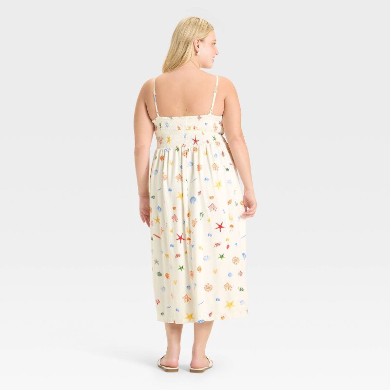 slide 2 of 3, Women's Smocked V-Waist Midi Dress - A New Day™ Cream Seashell XXL, 1 ct