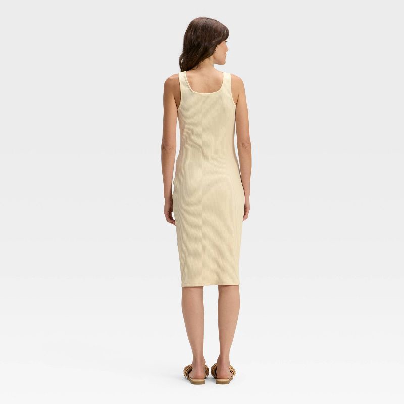 slide 2 of 3, Women's Knit Button-Front Midi Dress - A New Day™ Cream M, 1 ct
