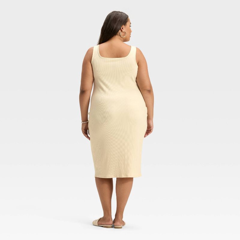slide 2 of 3, Women's Knit Button-Front Midi Dress - A New Day™ Cream XXL, 1 ct