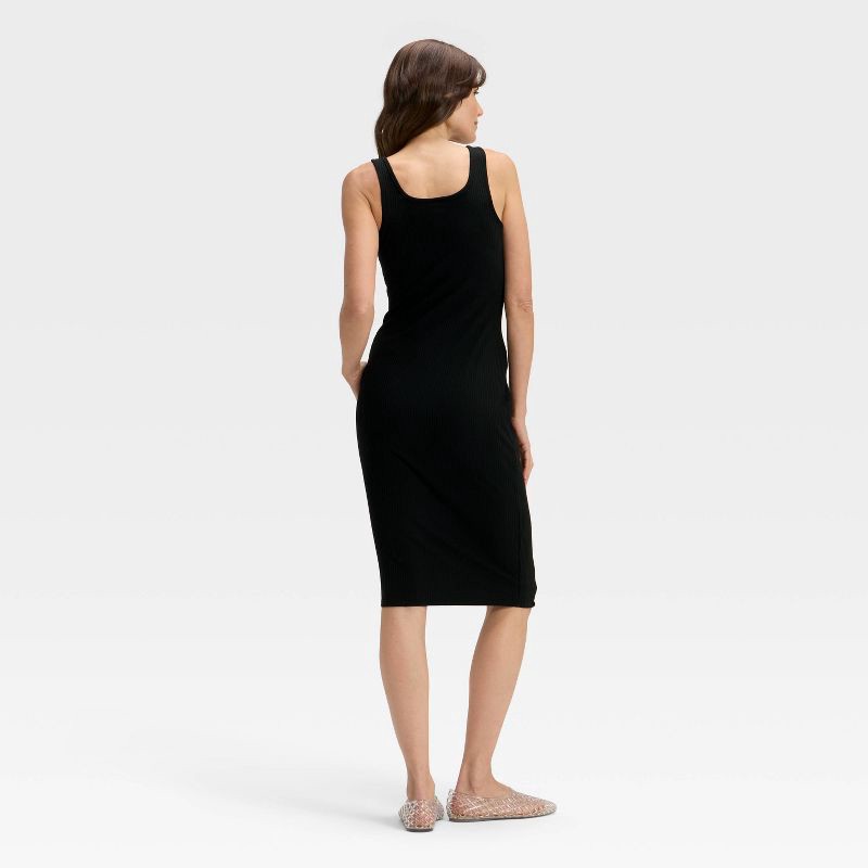 slide 3 of 3, Women's Knit Button-Front Midi Dress - A New Day™ Black M, 1 ct