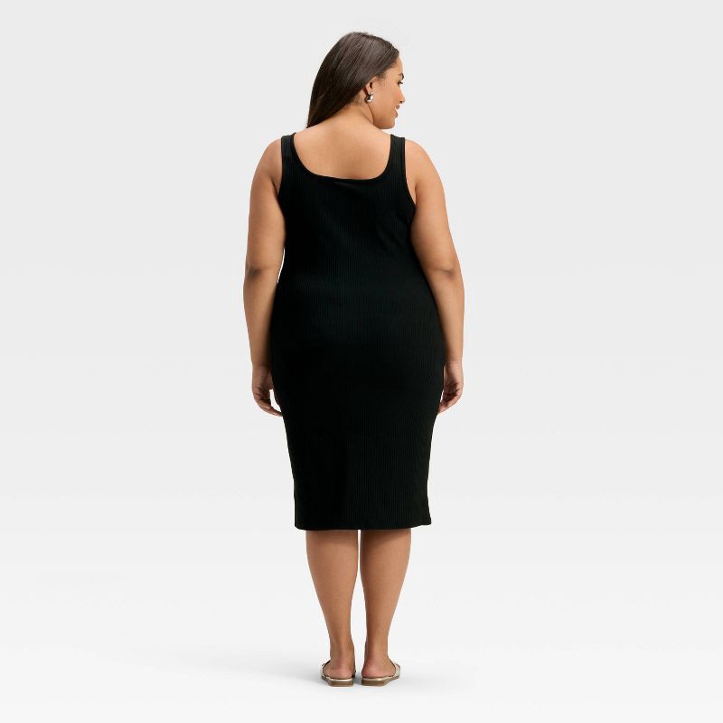 slide 2 of 3, Women's Knit Button-Front Midi Dress - A New Day™ Black XXL, 1 ct
