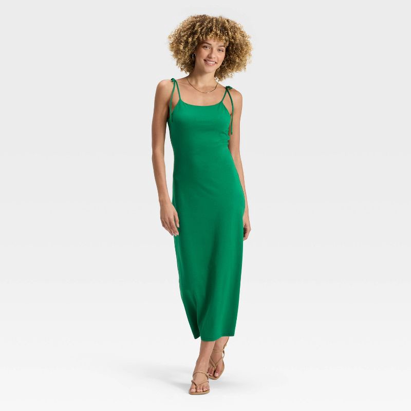 slide 3 of 3, Women's Open Back Dress - A New Day™ Green L, 1 ct
