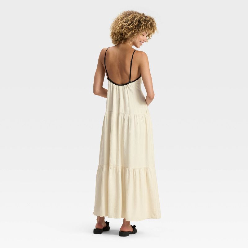 slide 2 of 3, Women's Tiered Maxi A-Line Dress - A New Day™ White L, 1 ct