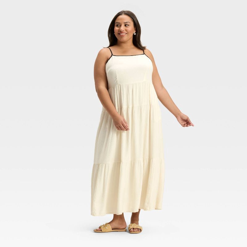 slide 1 of 3, Women's Tiered Maxi A-Line Dress - A New Day™ White XXL, 1 ct