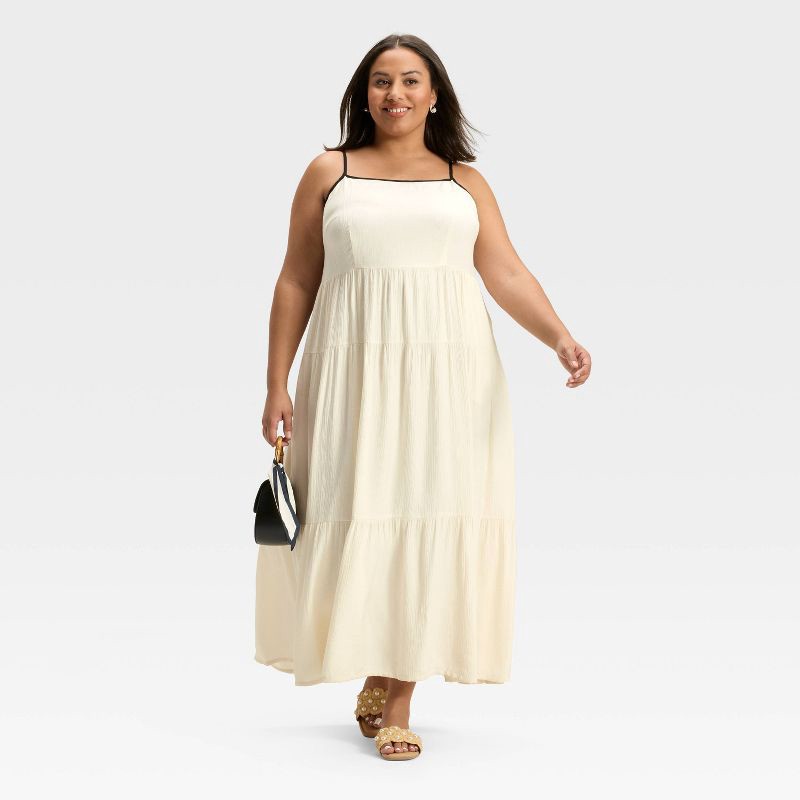 slide 3 of 3, Women's Tiered Maxi A-Line Dress - A New Day™ White XXL, 1 ct