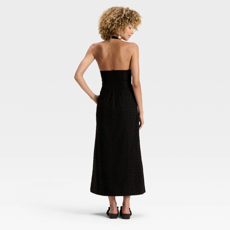 slide 2 of 3, Women's Eyelet Maxi A-Line Dress - A New Day™ Black M, 1 ct