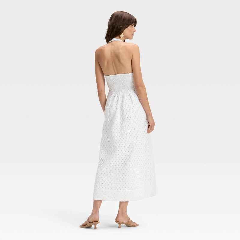 slide 2 of 3, Women's Eyelet Maxi A-Line Dress - A New Day™ White L, 1 ct