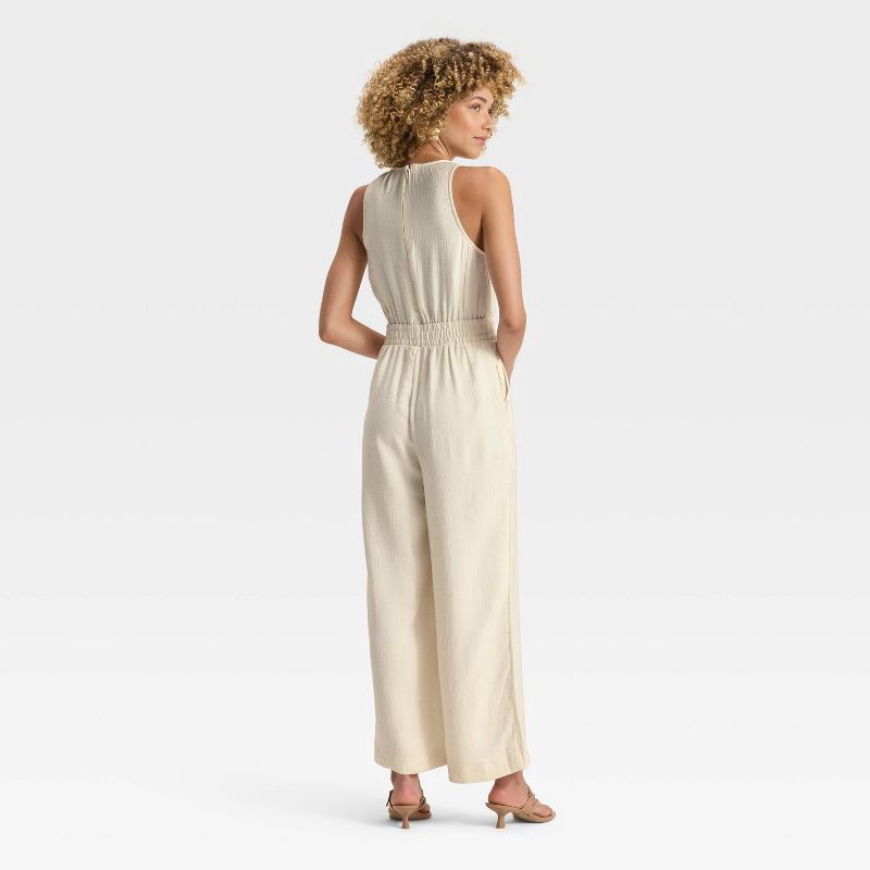 slide 3 of 3, Women's Modern Gauze Jumpsuit - A New Day™ Cream XL, 1 ct