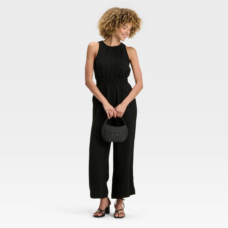 slide 2 of 3, Women's Modern Gauze Jumpsuit - A New Day™ Black S, 1 ct