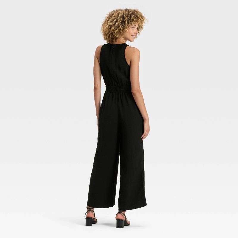 slide 3 of 3, Women's Modern Gauze Jumpsuit - A New Day™ Black M, 1 ct