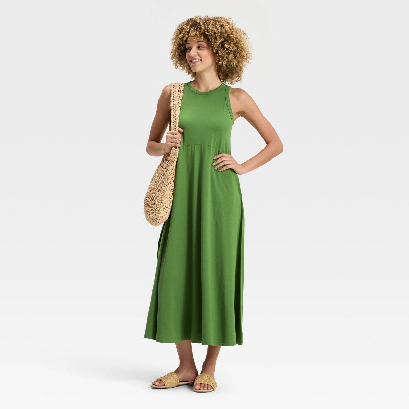 slide 3 of 3, Women's Knit Maxi Tank Dress - A New Day™ Green XS, 1 ct