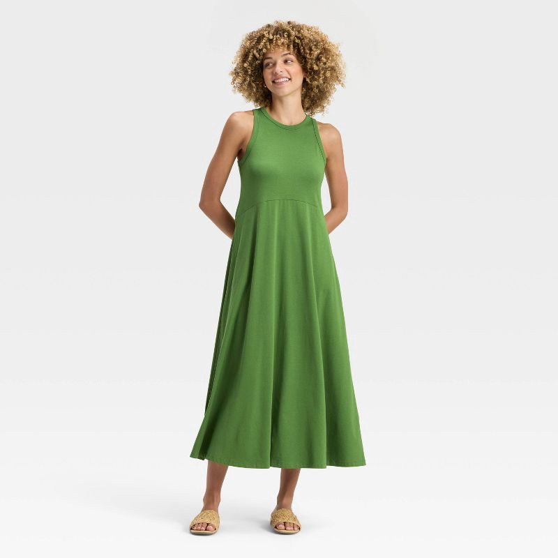 slide 1 of 3, Women's Knit Maxi Tank Dress - A New Day™ Green XS, 1 ct