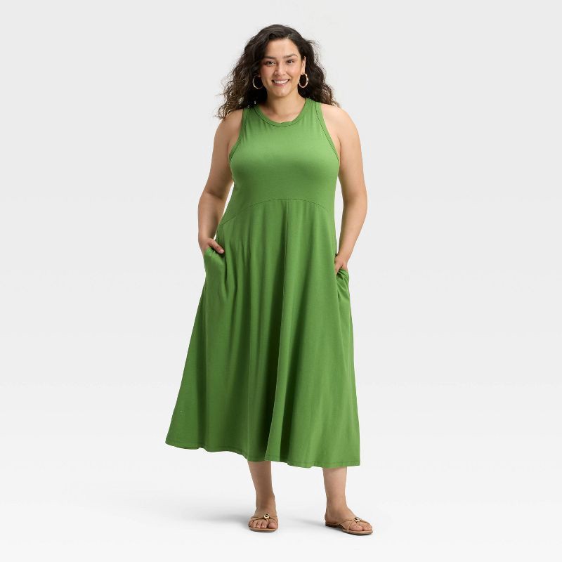 slide 3 of 3, Women's Knit Maxi Tank Dress - A New Day™ Green XXL, 1 ct