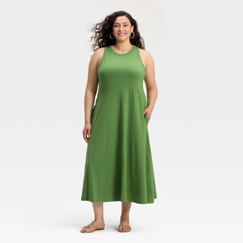 slide 1 of 3, Women's Knit Maxi Tank Dress - A New Day™ Green XXL, 1 ct