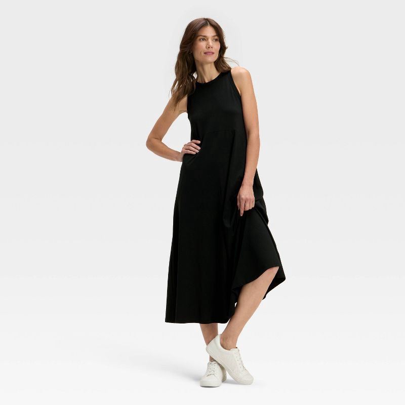 slide 3 of 3, Women's Knit Maxi Tank Dress - A New Day™ Black S, 1 ct