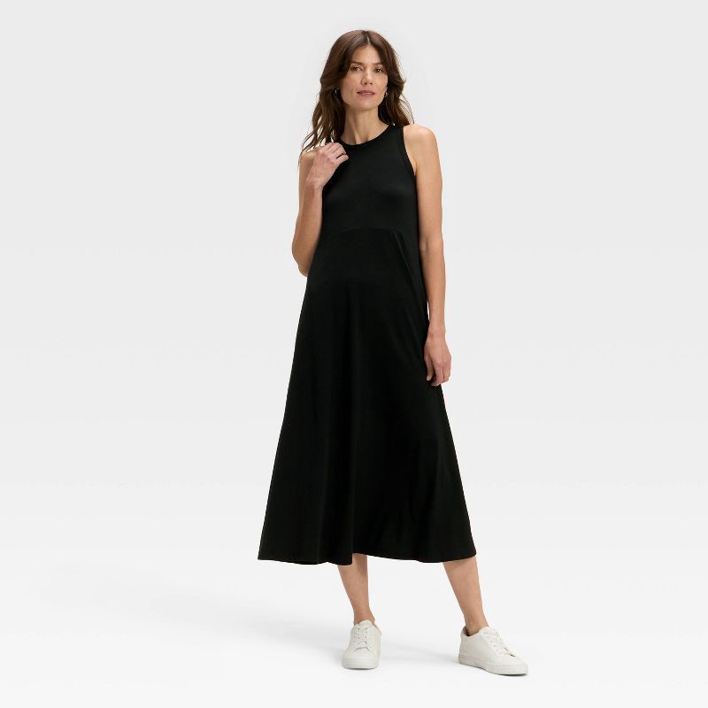 slide 1 of 3, Women's Knit Maxi Tank Dress - A New Day™ Black S, 1 ct