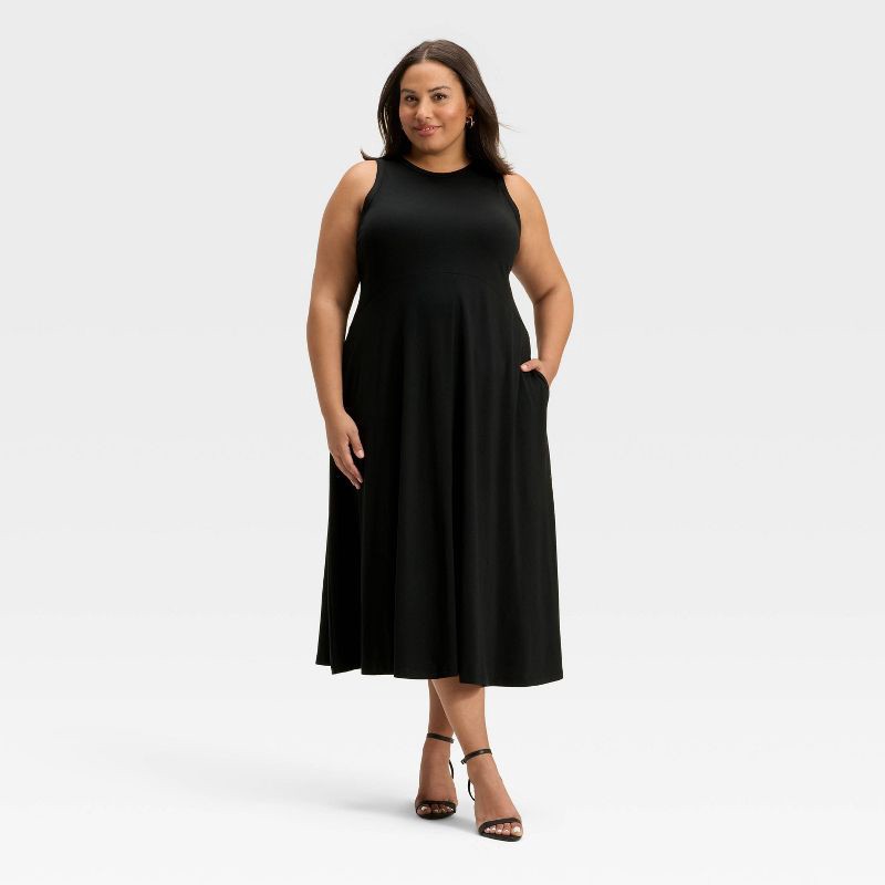 slide 3 of 3, Women's Knit Maxi Tank Dress - A New Day™ Black XXL, 1 ct