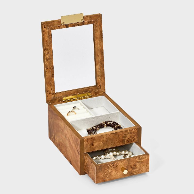 slide 2 of 2, Small Burlwood Veneer Jewelry Organizer Box - A New Day™ Brown, 1 ct