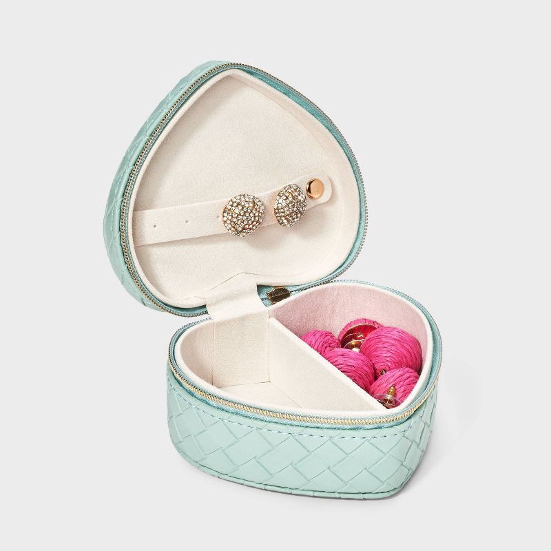 slide 2 of 2, Heart Woven Travel Jewelry Organizer - A New Day™ Mint: PVC Material, Compact Design, Jewelry Storage Bag, Adult Use, 1 ct