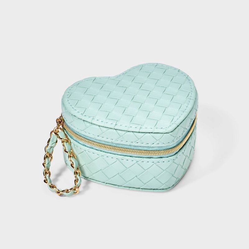 slide 1 of 2, Heart Woven Travel Jewelry Organizer - A New Day™ Mint: PVC Material, Compact Design, Jewelry Storage Bag, Adult Use, 1 ct