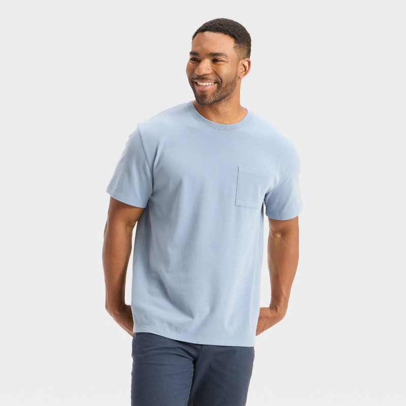 slide 1 of 3, Men's Vintage Short Sleeve Pocket T-Shirt - Goodfellow & Co™ Rig Blue XXL, 1 ct