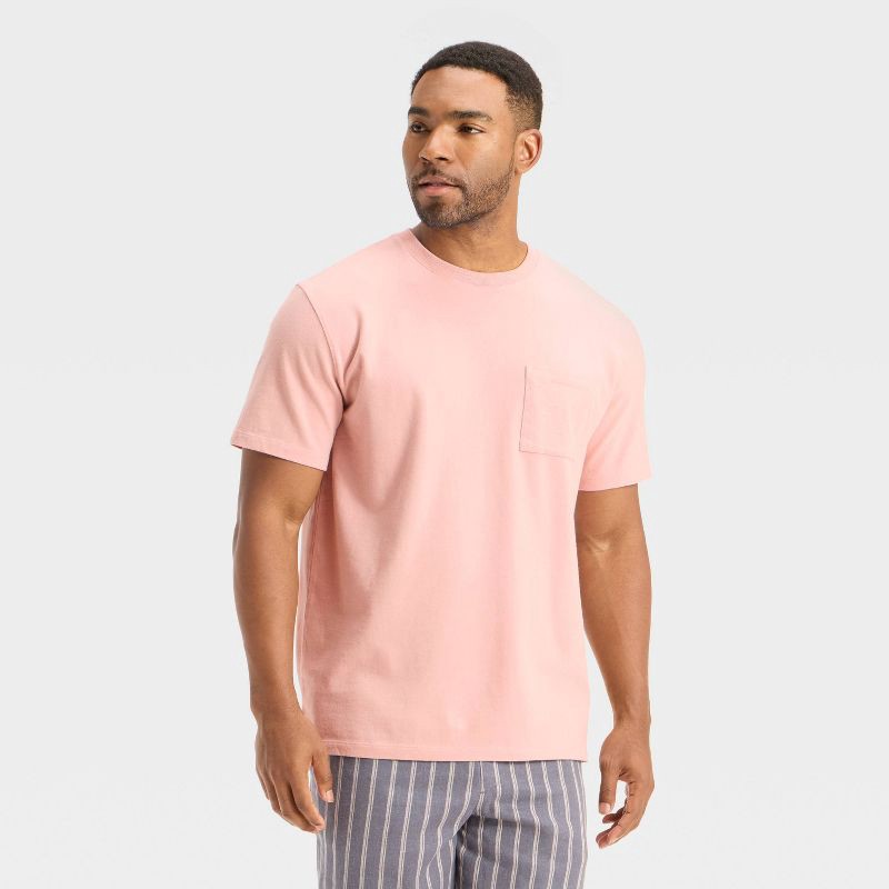slide 1 of 3, Men's Vintage Short Sleeve Pocket T-Shirt - Goodfellow & Co™ Ash Pink L, 1 ct