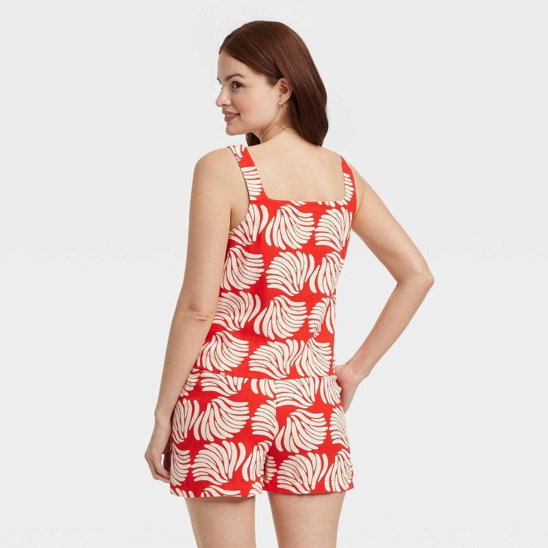 slide 2 of 3, Women's Linen Tank Top - A New Day™ Red/Cream Seashell M: Loose Fit, Squareneck, Midweight Canvas, 1 ct
