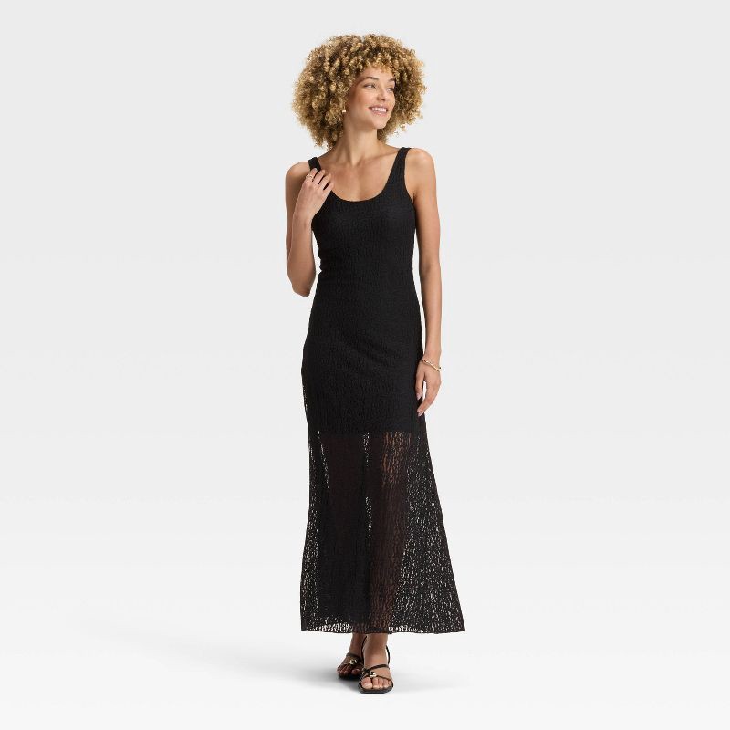 slide 3 of 3, Women's Textured Knit Maxi Dress - A New Day™ Black XL, 1 ct