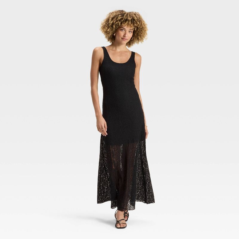 slide 1 of 3, Women's Textured Knit Maxi Dress - A New Day™ Black XL, 1 ct