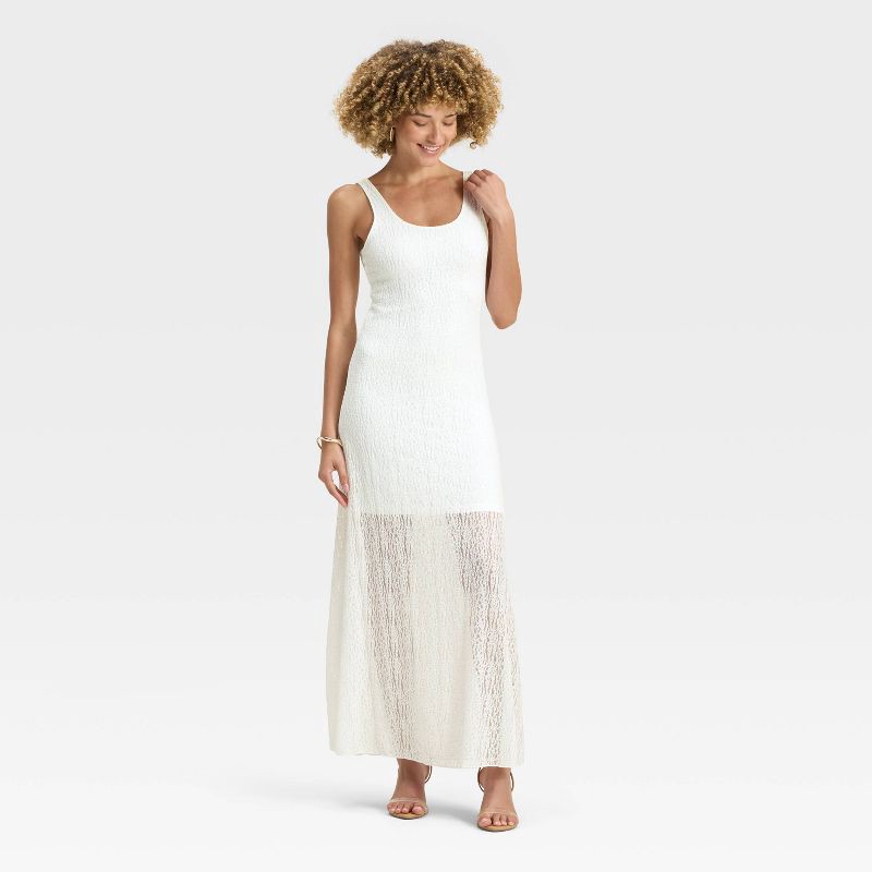 slide 1 of 3, Women's Textured Knit Maxi Dress - A New Day™ White XL, 1 ct