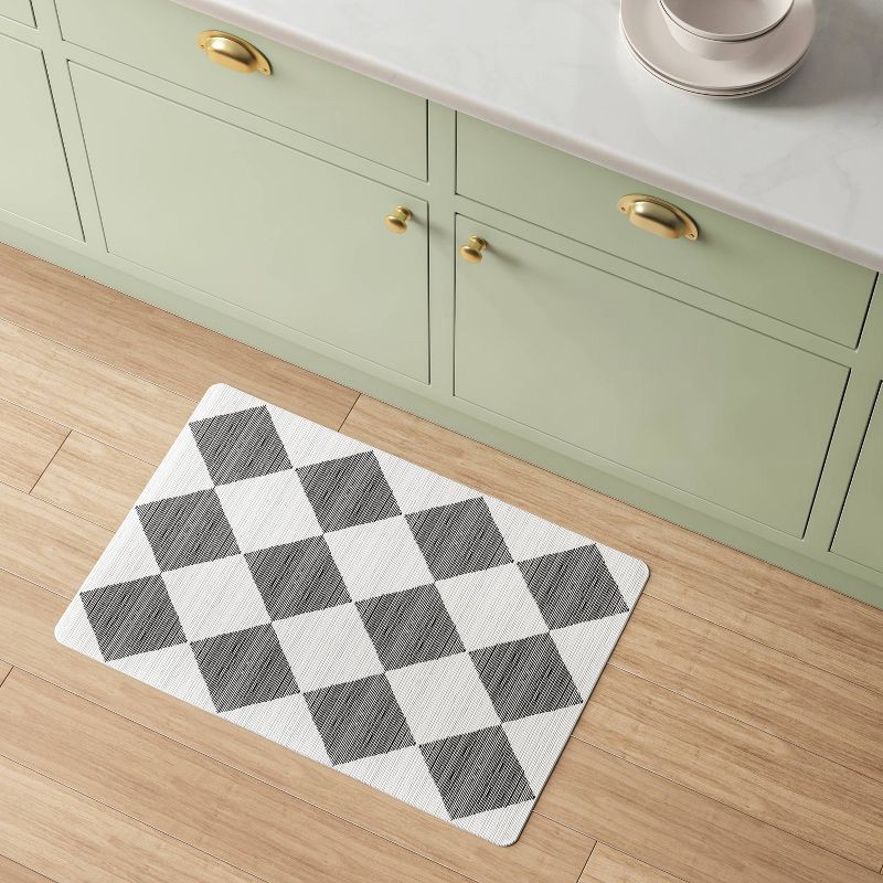 slide 2 of 4, 1'8"x2'6" Low Profile Kitchen Mat Black Diamond - Room Essentials™, 1 ct