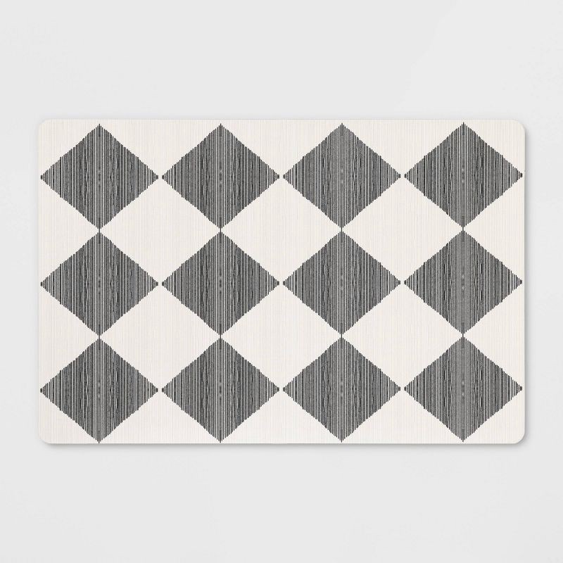 slide 1 of 4, 1'8"x2'6" Low Profile Kitchen Mat Black Diamond - Room Essentials™, 1 ct