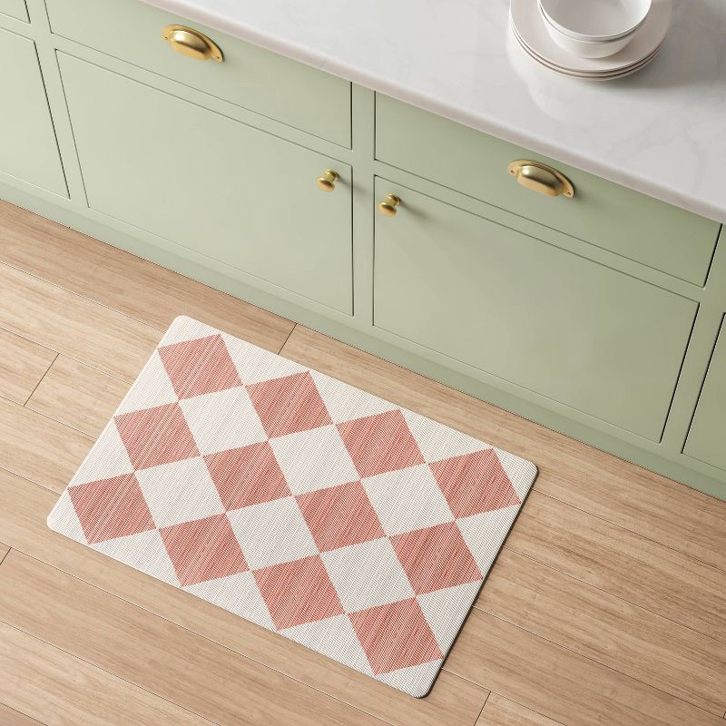 slide 2 of 4, 1'8"x2'6" Low Profile Kitchen Mat Light Red Diamond - Room Essentials™, 1 ct