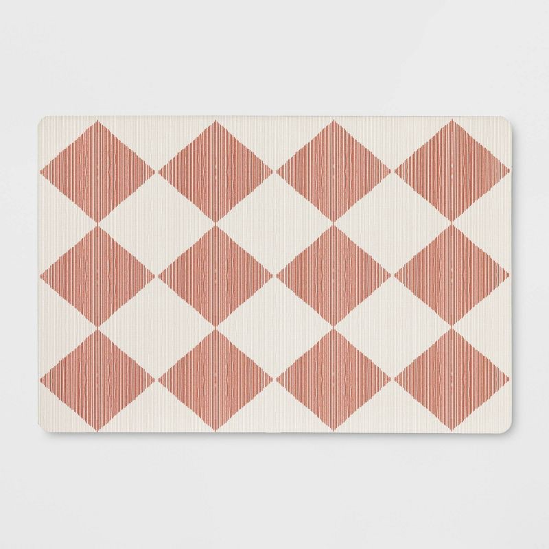 slide 1 of 4, 1'8"x2'6" Low Profile Kitchen Mat Light Red Diamond - Room Essentials™, 1 ct