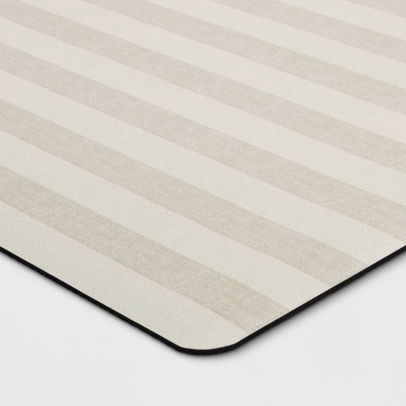 slide 3 of 4, 1'8"x2'6" Low Profile Kitchen Mat Oatmeal Striped - Room Essentials™, 1 ct