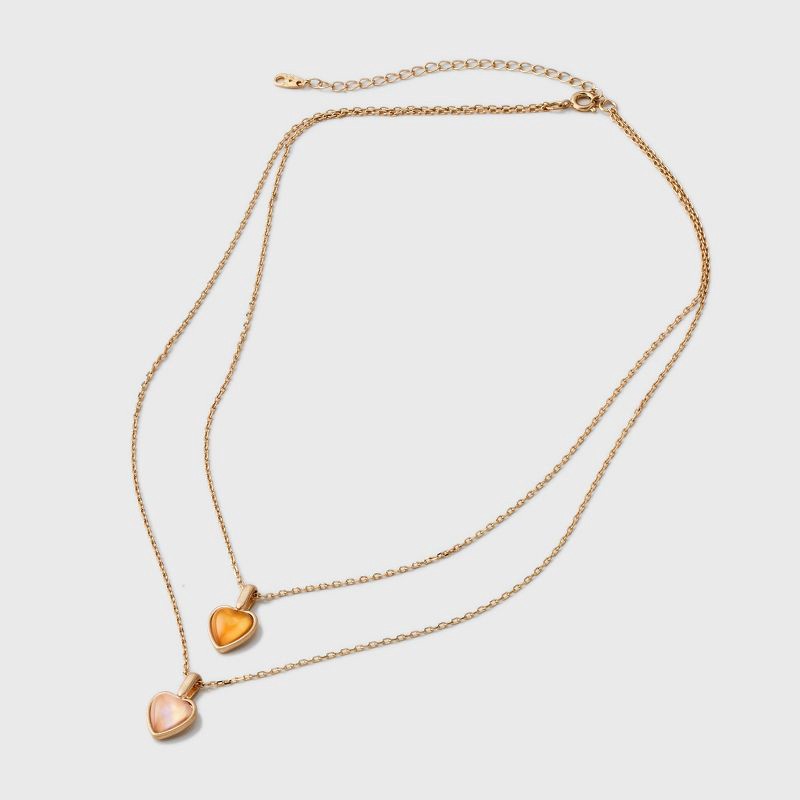 slide 3 of 4, Bella Uno Bellissima 14K Gold Dipped Heart Moodstone Pendant Necklace Set 2pc - Gold, 2 ct