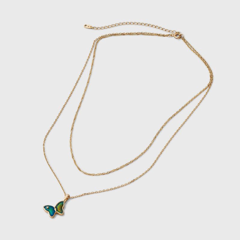 slide 3 of 4, Bella Uno Bellissima 14K Gold Dipped Butterfly Moodstone Multi-Strand Necklace - Gold, 1 ct