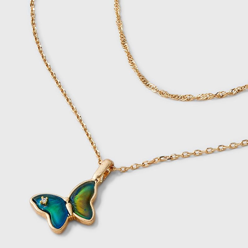 slide 4 of 4, Bella Uno Bellissima 14K Gold Dipped Butterfly Moodstone Multi-Strand Necklace - Gold, 1 ct