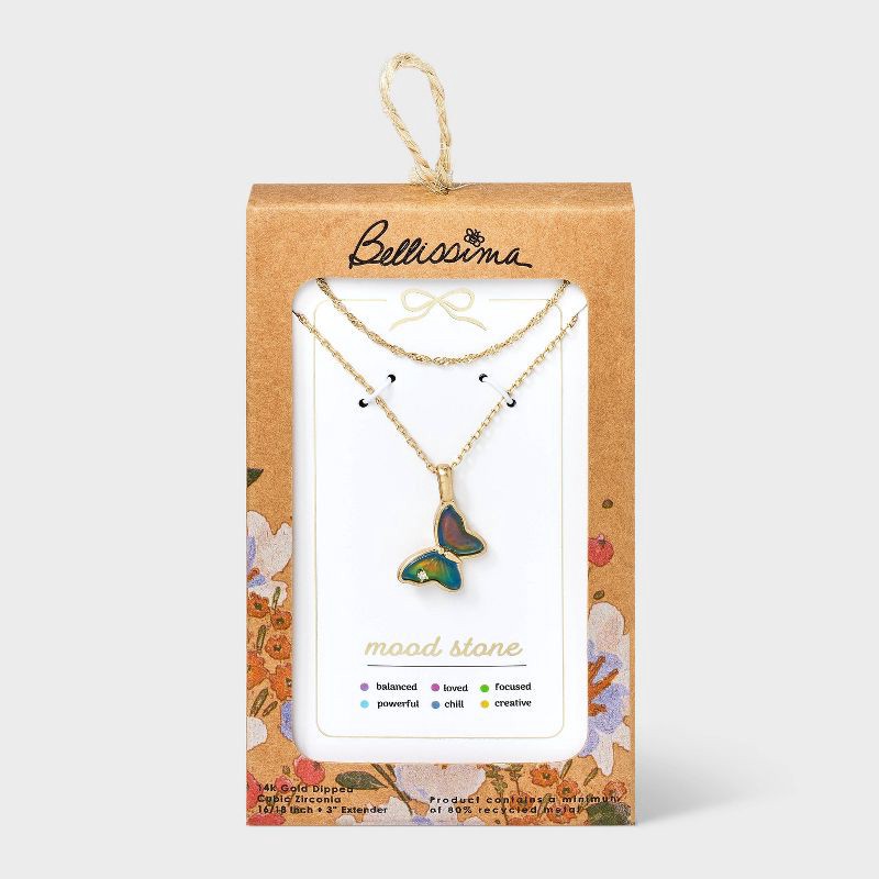 slide 1 of 4, Bella Uno Bellissima 14K Gold Dipped Butterfly Moodstone Multi-Strand Necklace - Gold, 1 ct