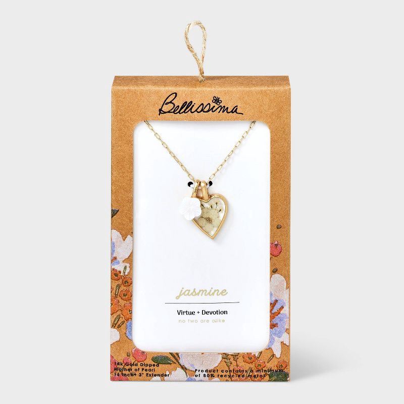 slide 1 of 4, Bella Uno Bellissima 14K Gold Dipped Jasmine with Mother of Pearl Pendant Necklace - Gold, 1 ct