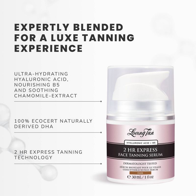 slide 5 of 7, Loving Tan 2 HR Express Face Tanning Serum Dark - 1 fl oz - Ulta Beauty, 1 fl oz
