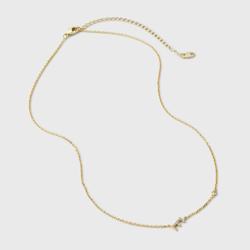 slide 3 of 4, 14K Gold Dipped Cubic Zirconia E Initial Necklace - A New Day™ Gold, 1 ct
