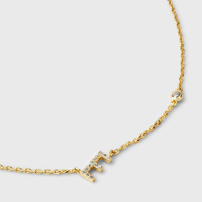 slide 4 of 4, 14K Gold Dipped Cubic Zirconia E Initial Necklace - A New Day™ Gold, 1 ct