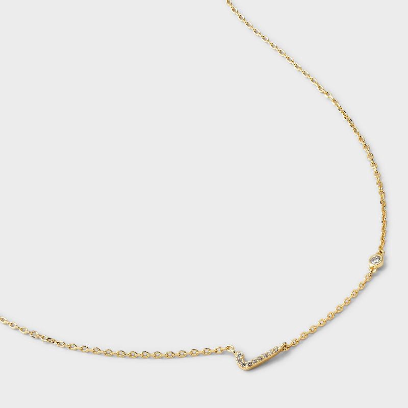 slide 4 of 4, 14K Gold Dipped Cubic Zirconia J Initial Necklace - A New Day™ Gold, 1 ct
