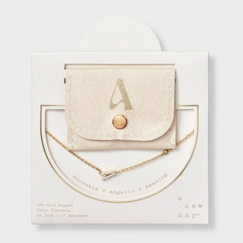 slide 1 of 4, 14K Gold Dipped Cubic Zirconia A Initial Necklace - A New Day™ Gold, 1 ct