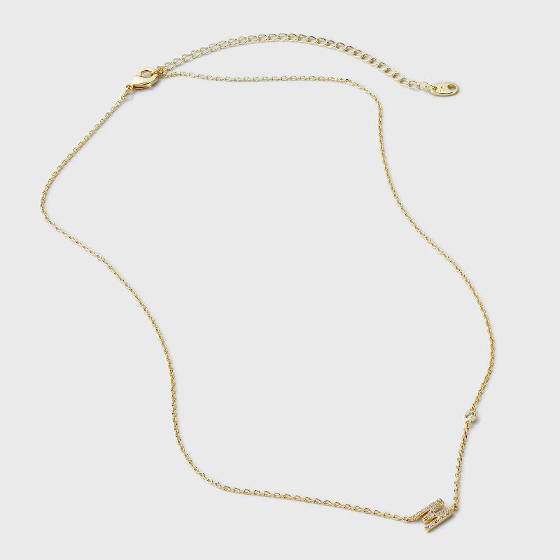 slide 3 of 4, 14K Gold Dipped Cubic Zirconia M Initial Necklace - A New Day™ Gold, 1 ct