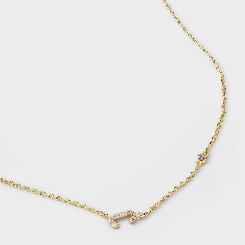slide 4 of 4, 14K Gold Dipped Cubic Zirconia C Initial Necklace - A New Day™ Gold, 1 ct