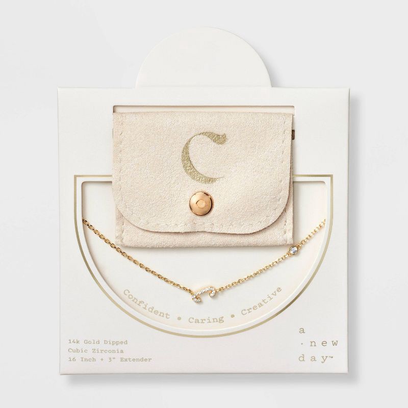slide 1 of 4, 14K Gold Dipped Cubic Zirconia C Initial Necklace - A New Day™ Gold, 1 ct